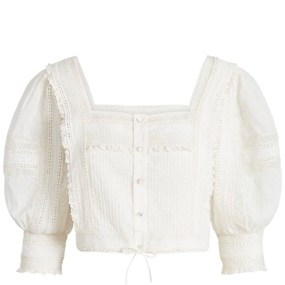 Polo Ralph Lauren- Lace Cotton Voile Blouse - Size 8 - Picture 1 of 6